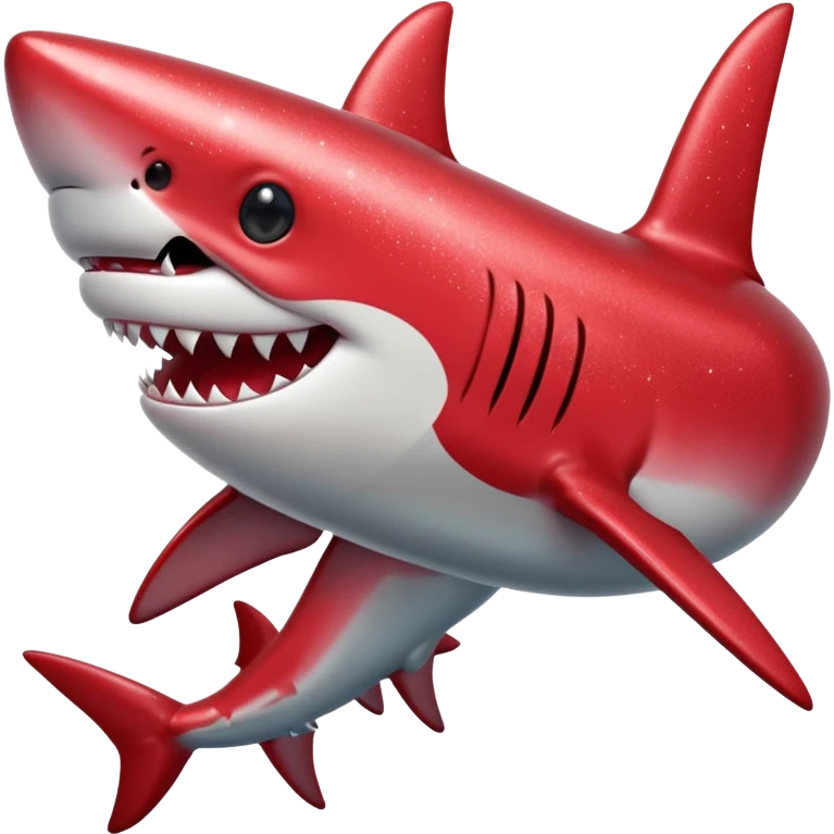 red glitter shark happy emoji