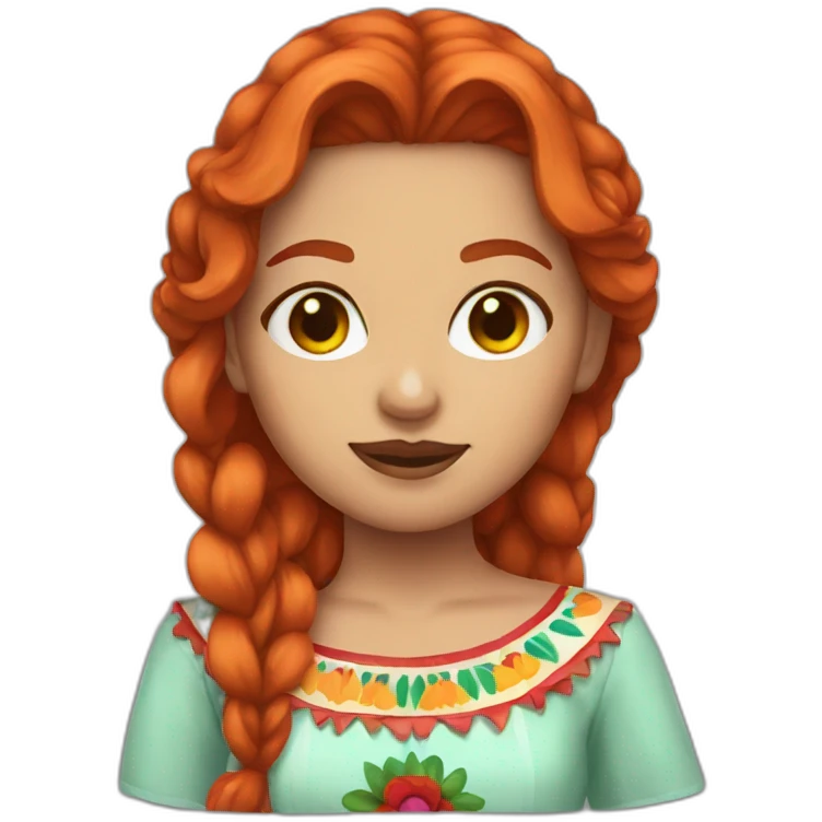 Redhead girl dressed as a Mexican emoji