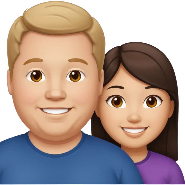 fat brunette white guy with fat brunette asian girl emoji