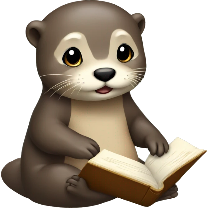 cute otter reading A book emoji