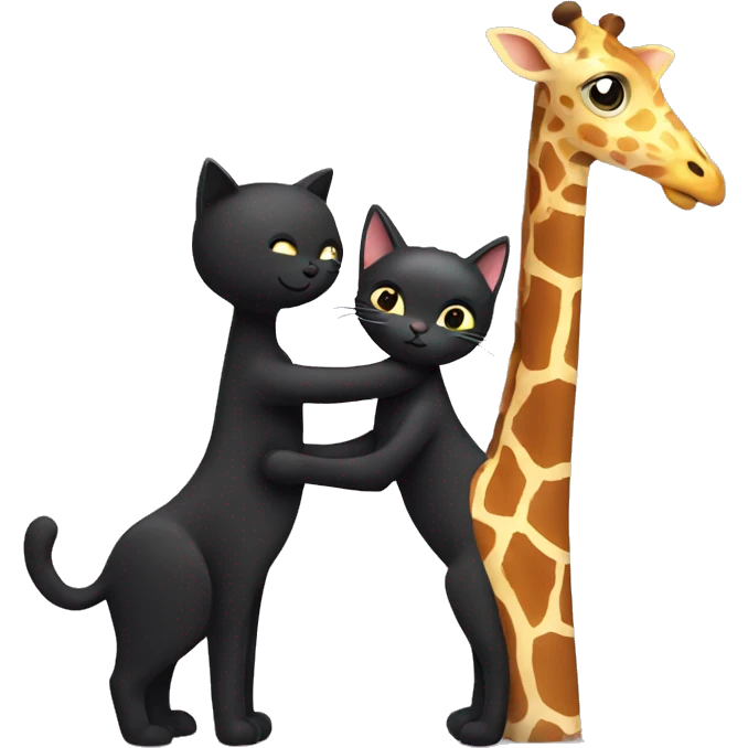 Black cat hugging a giraffe  emoji