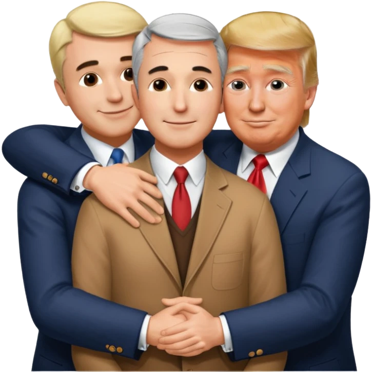 Charlie kirk, donald trump and jeffrey epstein hugging happily emoji
