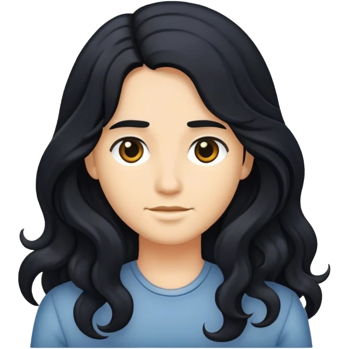 Back of hair, long wavy and black emoji