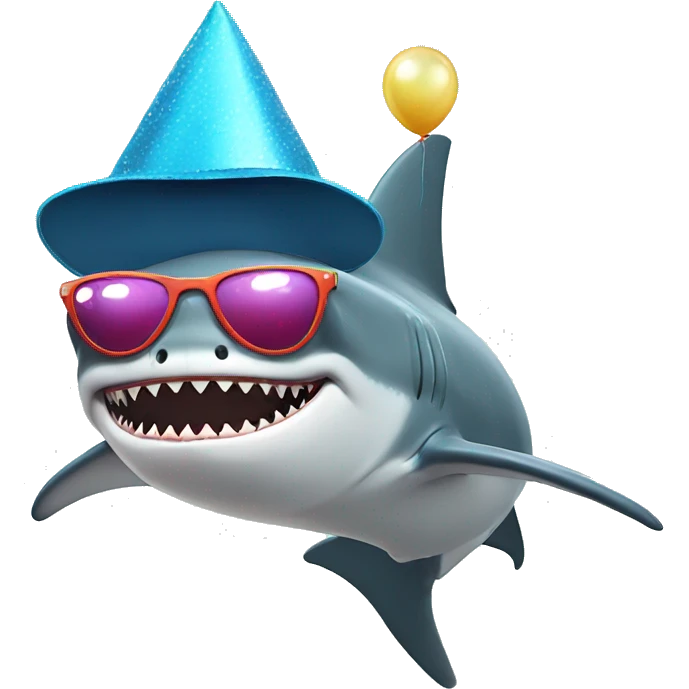 shark with glasses and a party hat emoji