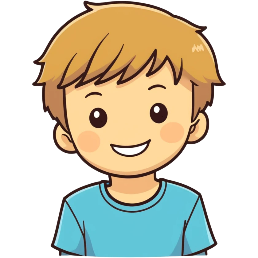 smiling boy with brown blonde hair emoji
