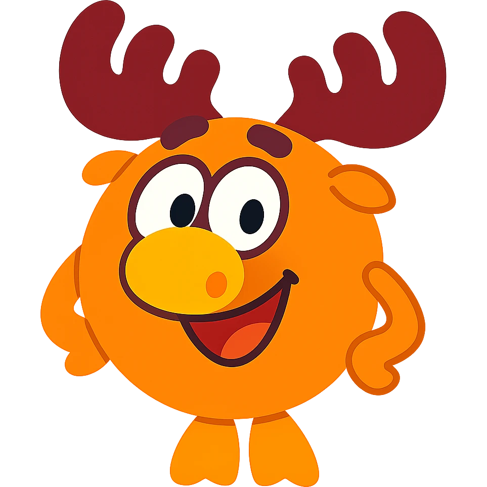 Лосяш из Смешариков, мультяшный стиль, яркие цвета, улыбается emoji