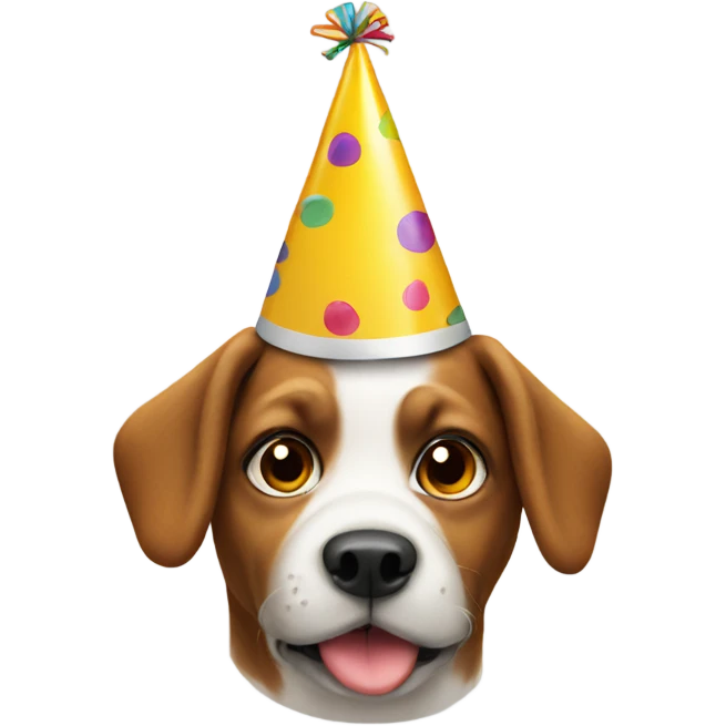 Dog wearing party hat emoji