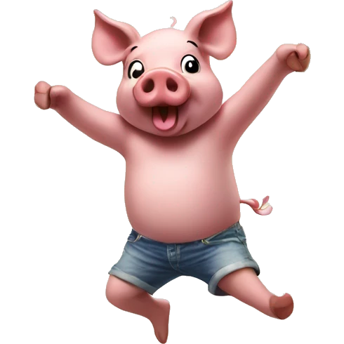 Pig dancing in the beach emoji