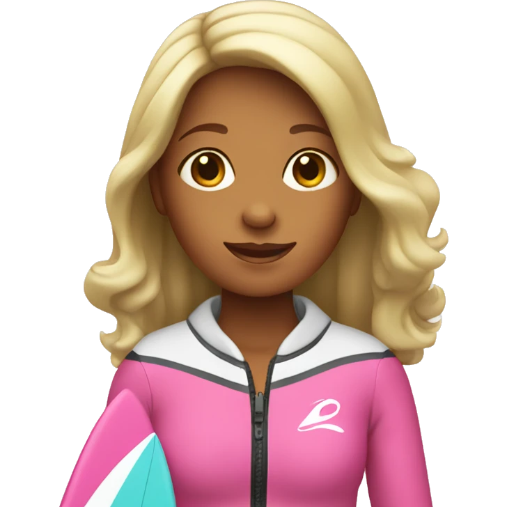 Girl surfer with pink surf board emoji