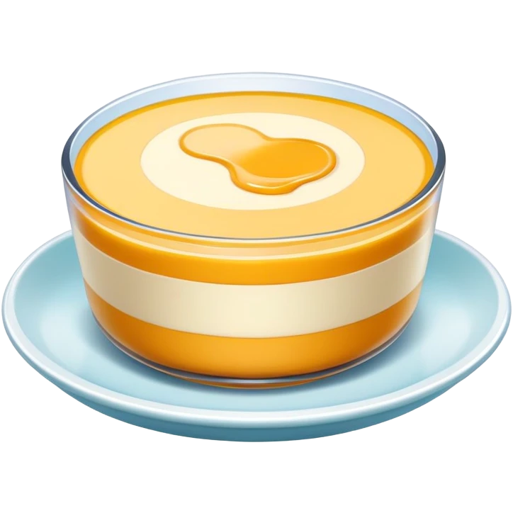 Guangdong double skin milk pudding with smooth layers, simplified emoji style with bold outlines and bright colors, cartoon style Double Pi Nai dessert emoji