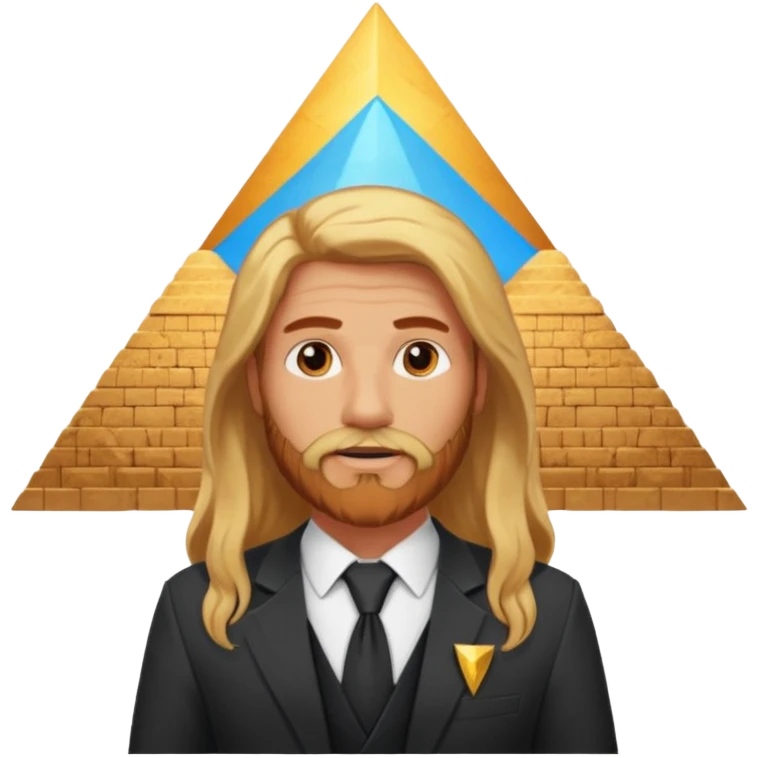 fat male blond reddish long hair agent with three-day-beard in egypt with pyramid. emoji