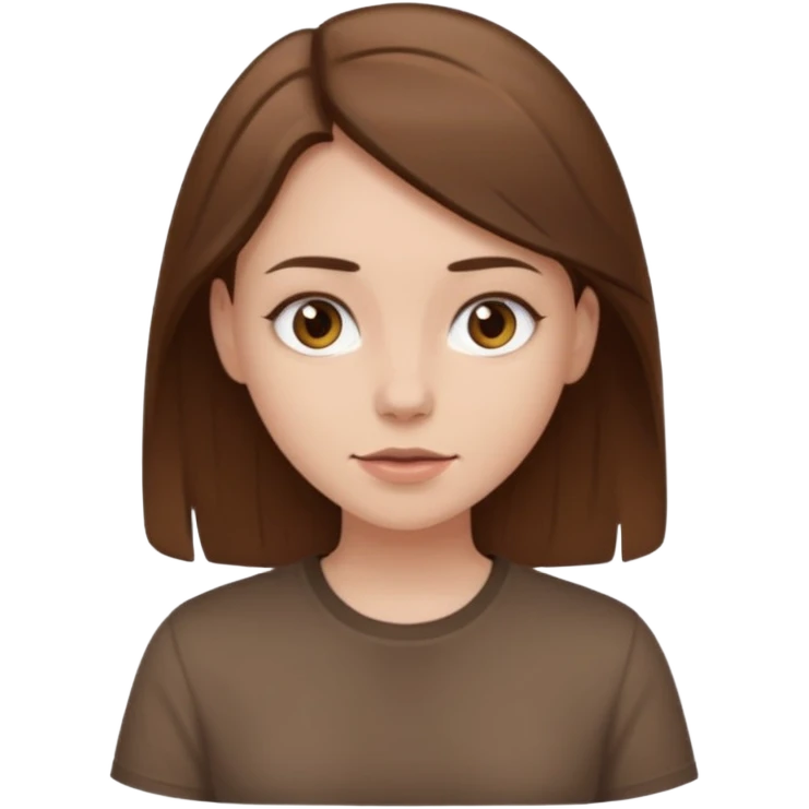Pale girl brown hair and wearing brown shirt  emoji