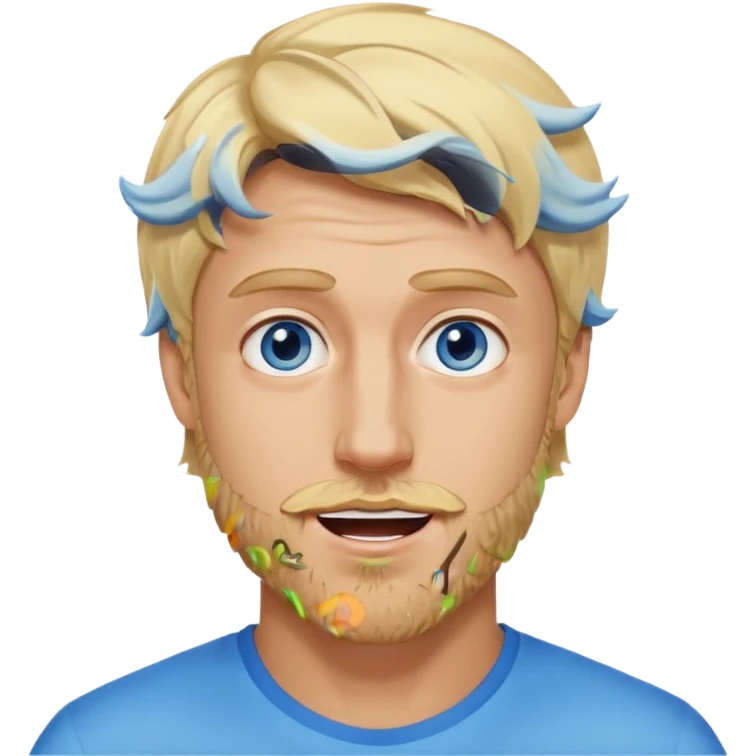 Genmoji style portrait of Logan Paul, blonde hair, blue eyes, short beard, energetic expression emoji