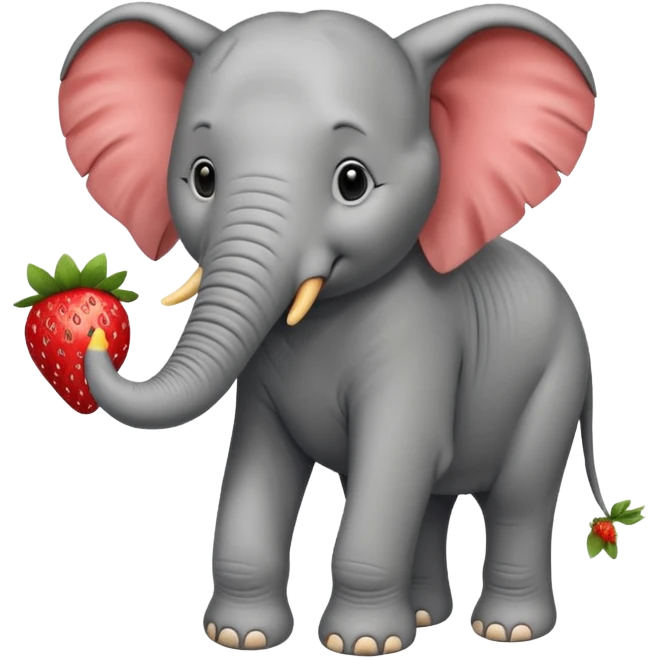 Elephant strawberry feeding birds emoji