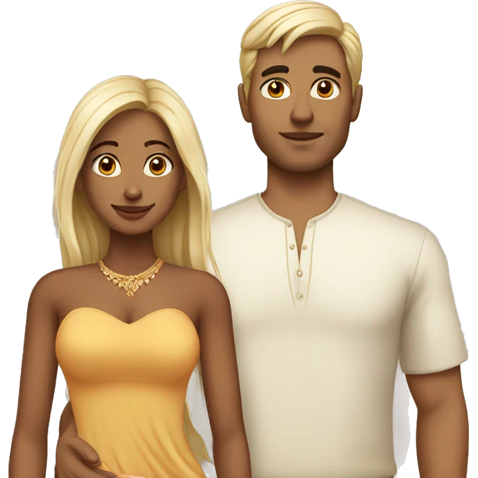 Indian woman and blonde man as a couple emoji