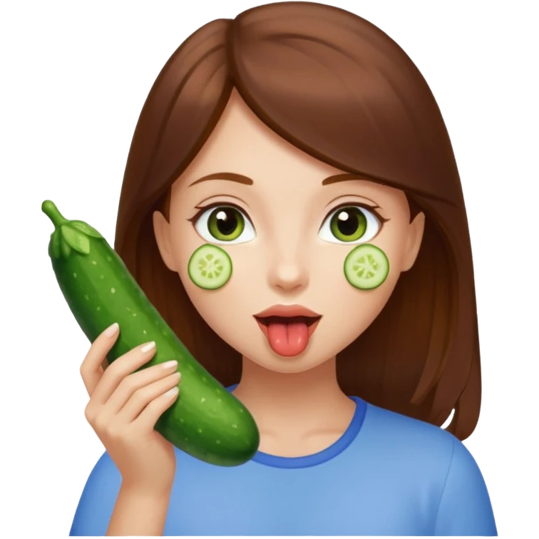 I want a brown hair, blue eyes girl. Holding and licking cucumbers emoji