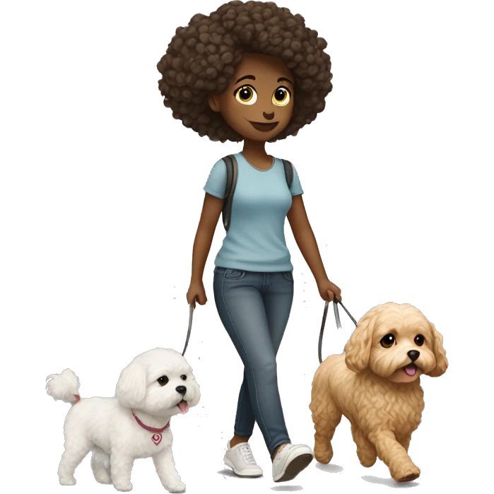 Girl walking a Maltipoo dog emoji