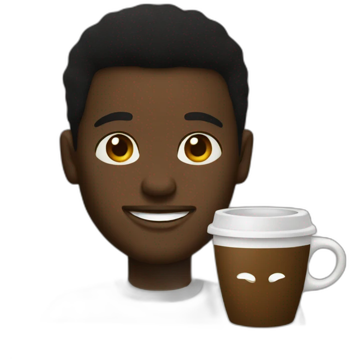 Black man and cup coffe emoji