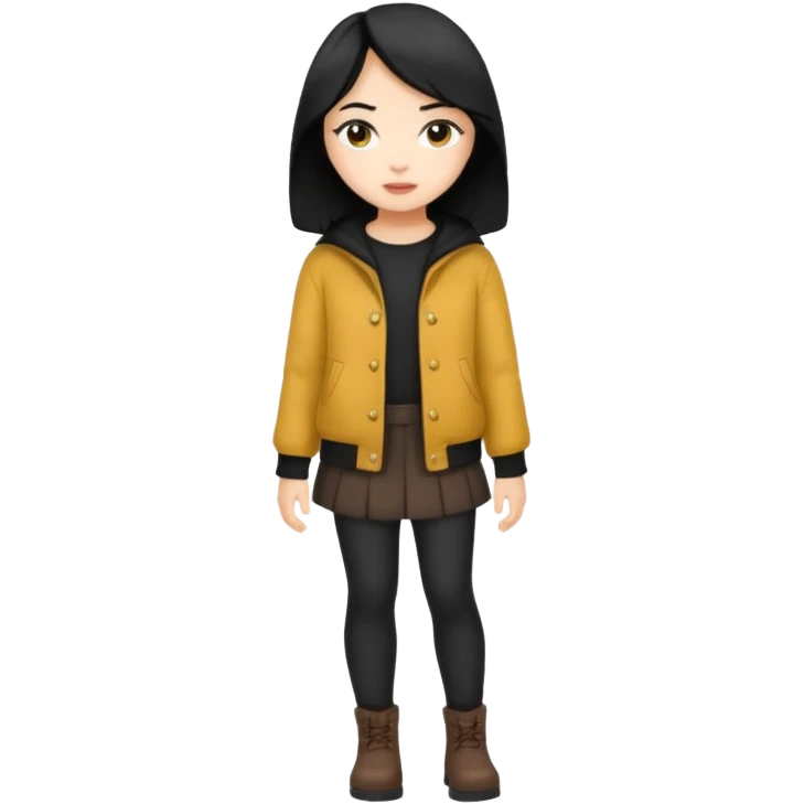 Full body light skin black hair girl fall outfit emoji
