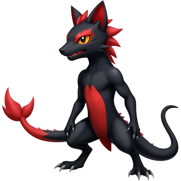 Shiny Dark Gothic Badass Handsome Salandit-Zorua-Litten full body emoji