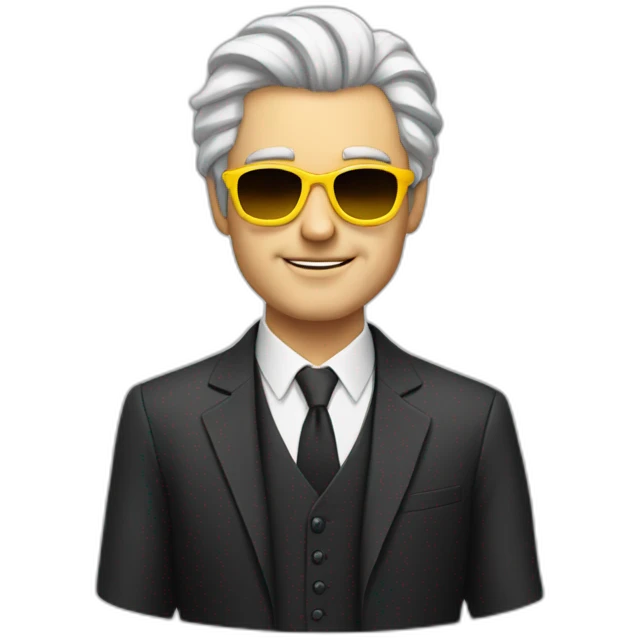white rich man with yellow tinted glasses and combed black hair  emoji