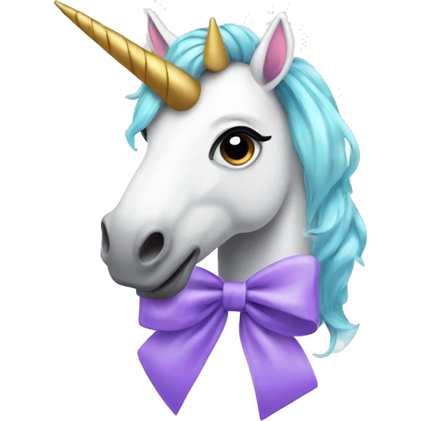 Unicorn with a bow emoji