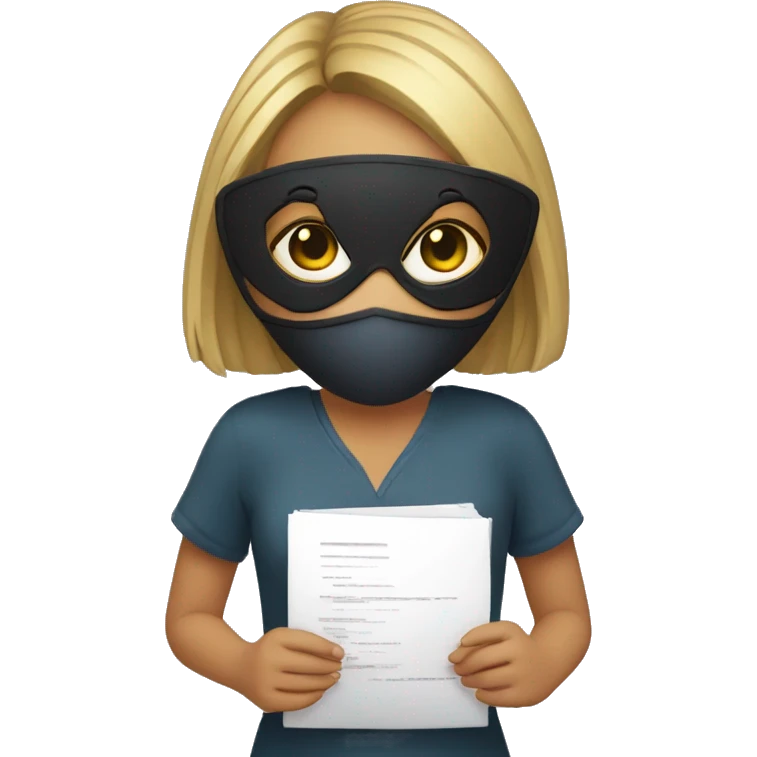 girl in a mask with a file in her hands emoji