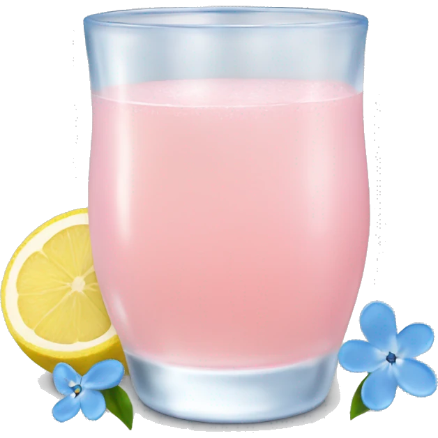 Ice pink lemon juice with blue small flowers  emoji