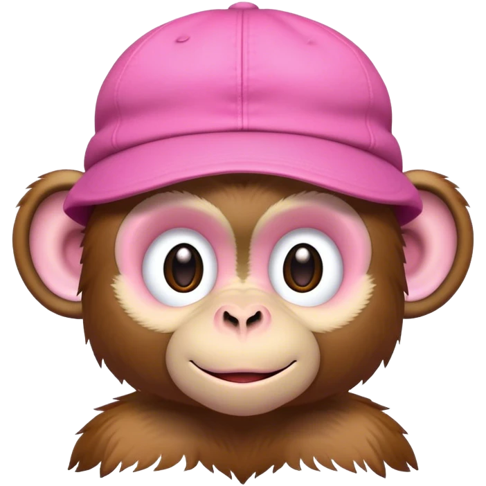Pink monkey wearing a backwards hat emoji