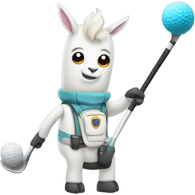 Space llama with golf club theme emoji