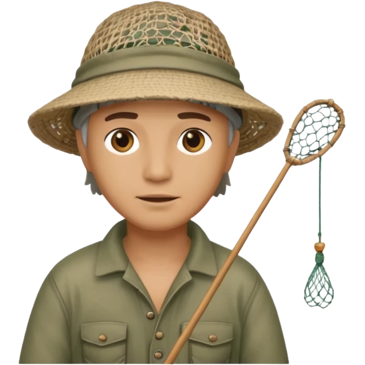 a fisherman is casting the fishing net emoji