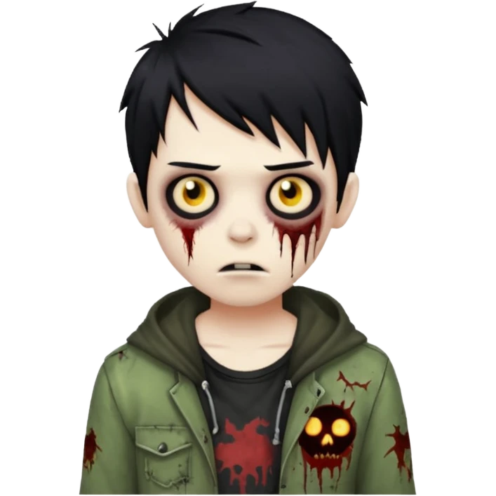 boy zombie with black hair emo emoji