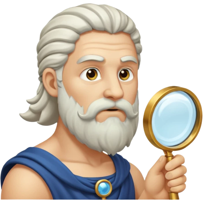 Zeus de perfil mirando con una lupa de emoji