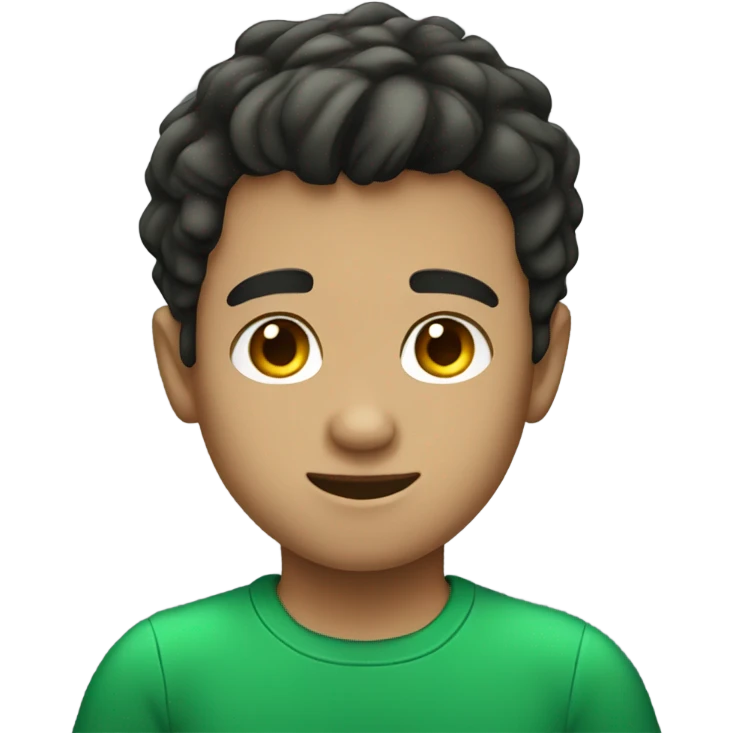Dark brunnette hair boy wearing a green shirt emoji