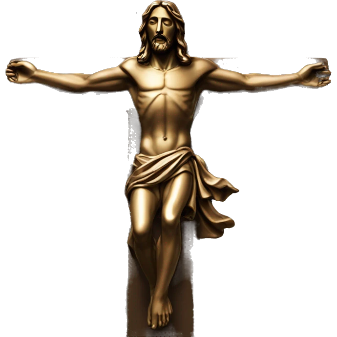 bronze, jesus away on crucifix emoji