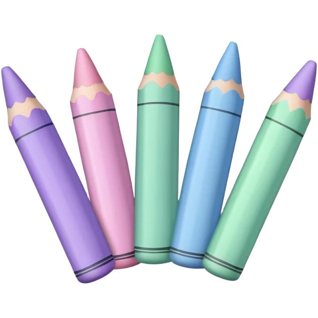 Light pink, light green, light blue and light purple crayons emoji