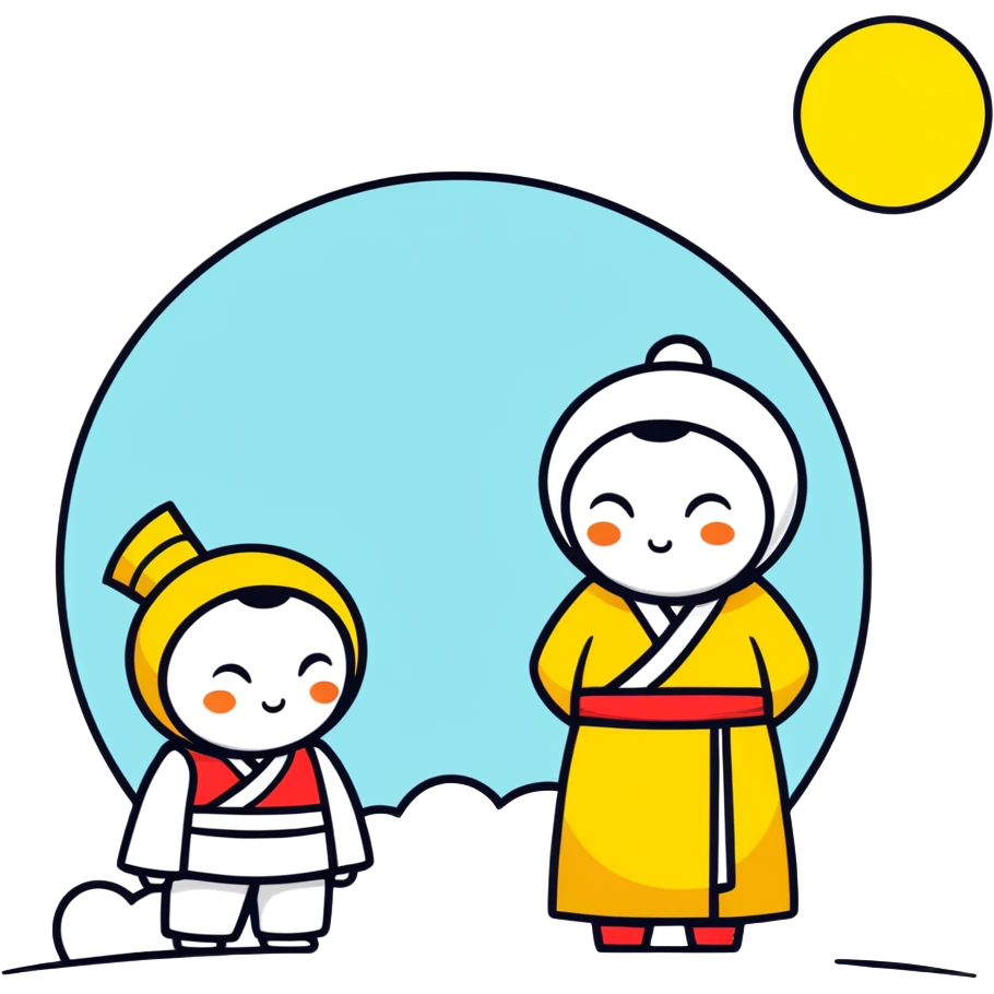 A Moon hugging a Sun emoji