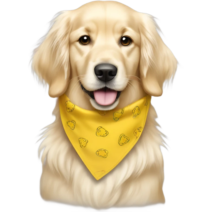 English cream long haired golden retriever with yellow bandana on emoji