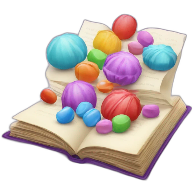 Livre ouvert avec des bonbon sur emoji