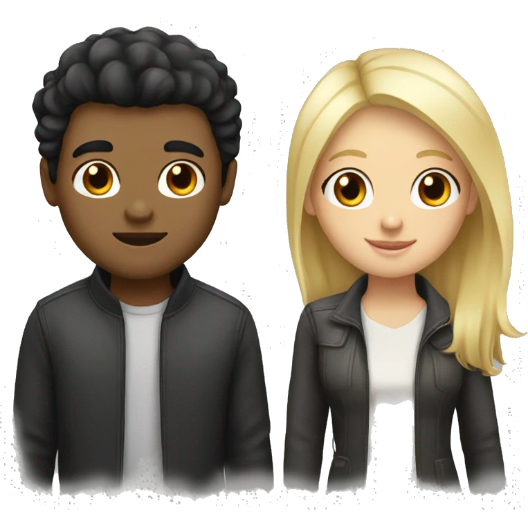 White Black hair girl and blond boyfriend emoji