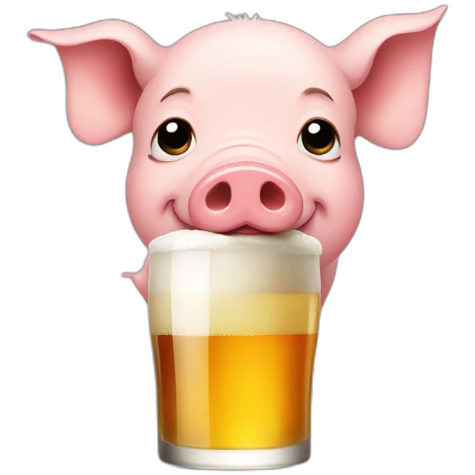 Pig drinking beer emoji