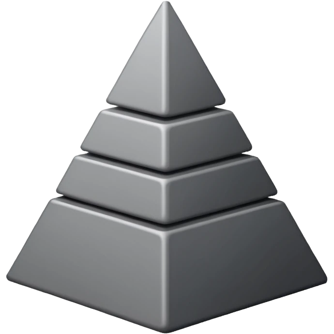 2D triangle with squares stacking up inside to demonstrate a bureaucratic system (all black and white) emoji