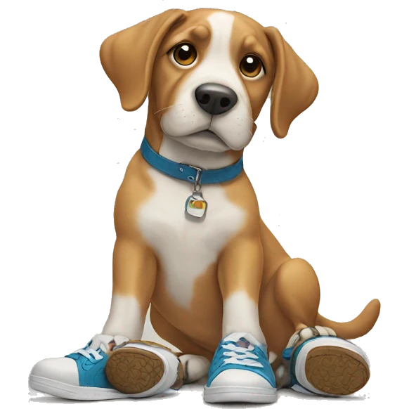 Dog with shoes emoji