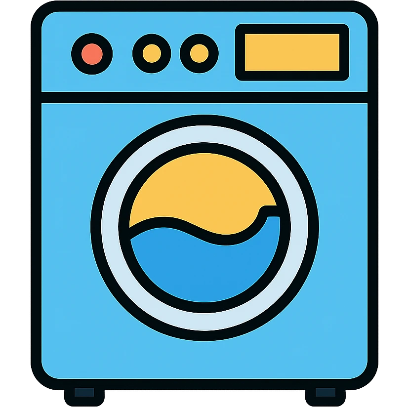 modern washing machine with digital display emoji