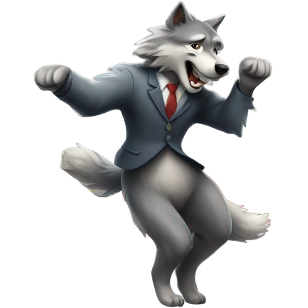 A wolf dancing on a train emoji