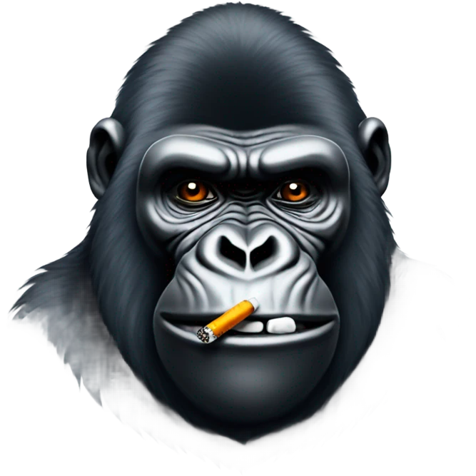 Gorilla with diamond teeth smoking a cigarette  emoji