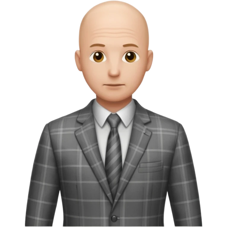 🧍but in a gray plaid suit, he’s bald and back is facing us emoji