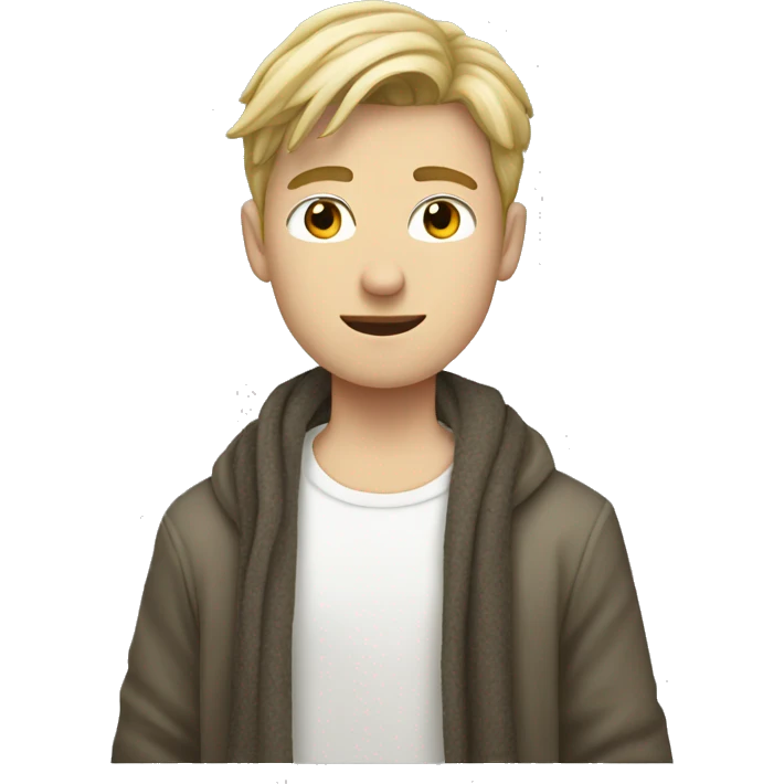 white teen guy with dirty blond hair with pashmina on emoji