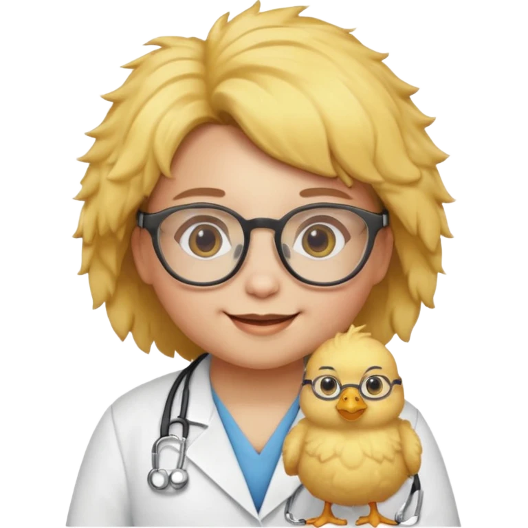 chick animal with glasses, wearing doctor uniform emoji