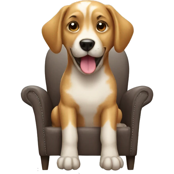 Generate emoji of a dog who sit on a chair with a happy face  emoji